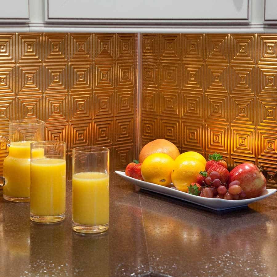 Fasade Backsplash - Miniquattro in Polished Copper