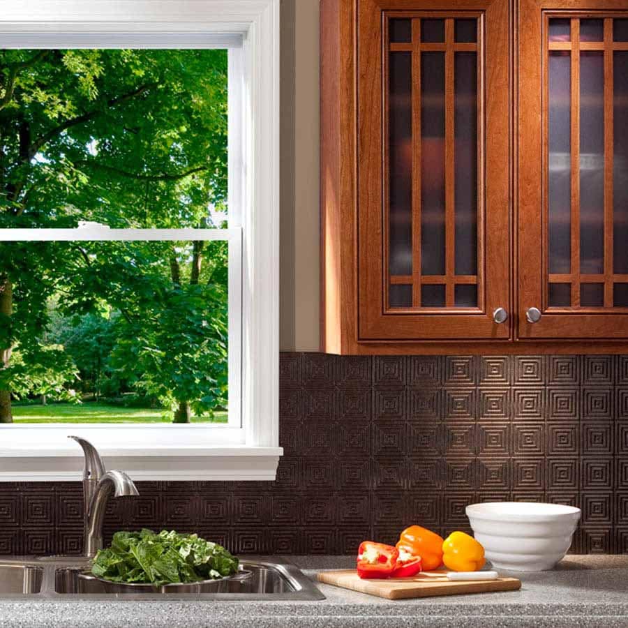 Fasade Backsplash - Miniquattro in Smoked Pewter