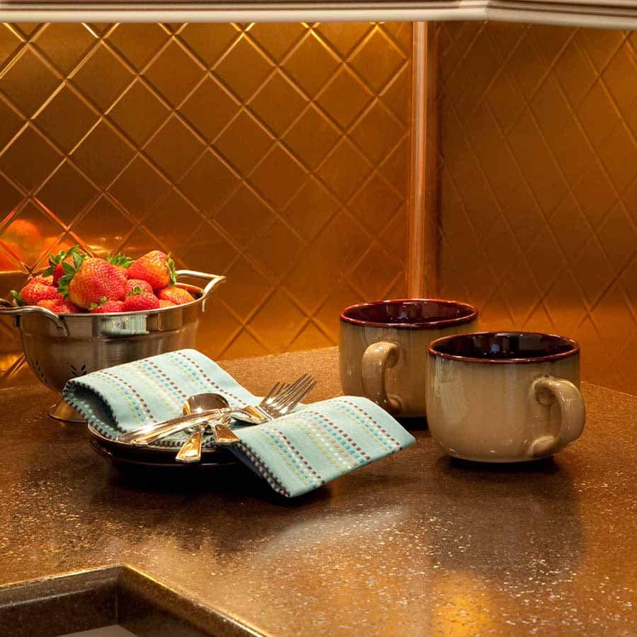 Fasade Backsplash - Quilted in Polished Copper