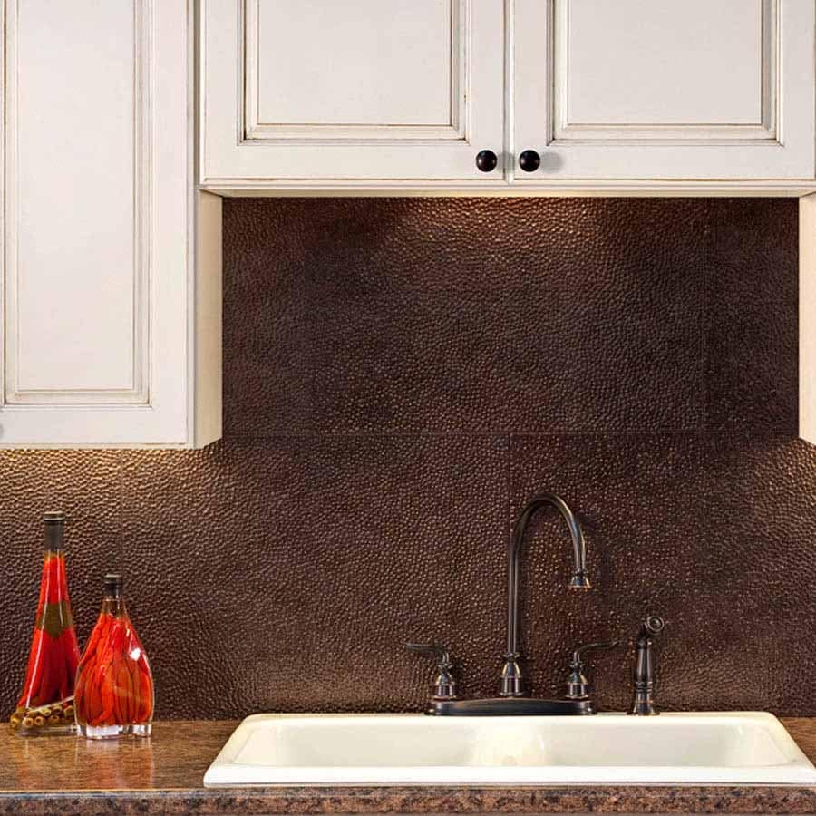 Fasade Backsplash - Hammered in Smoked Pewter