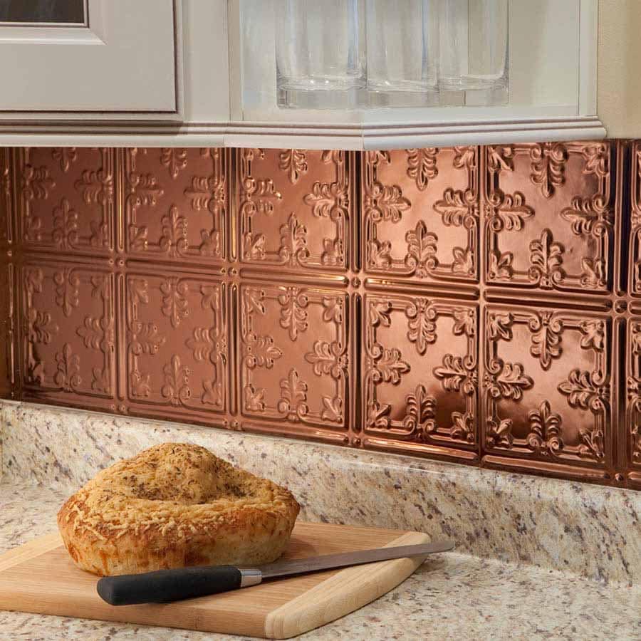 Fasade Backsplash - Traditional 10 in Polished Copper