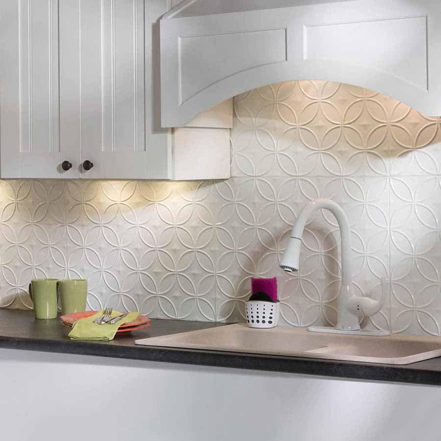 Fasade Backsplash - Rings in Gloss White