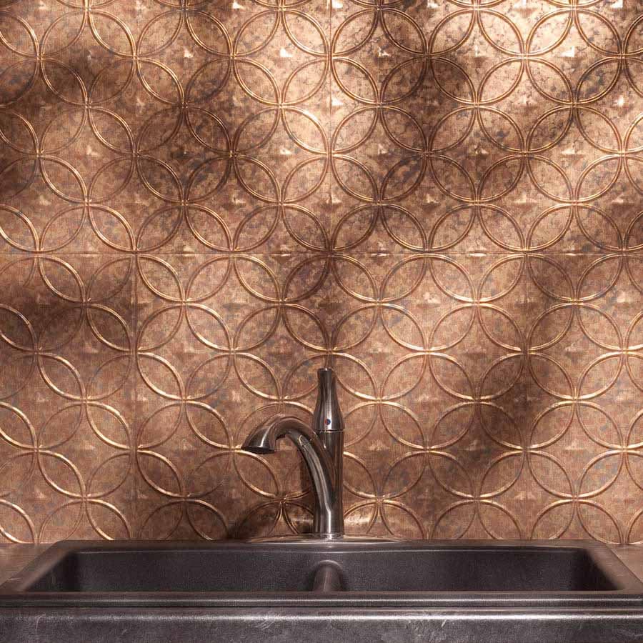 Fasade Backsplash - Rings in Cracked Copper