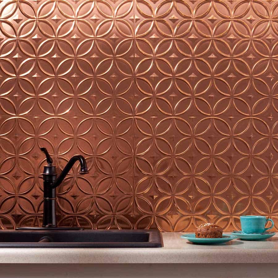 Fasade Backsplash - Rings in Polished Copper