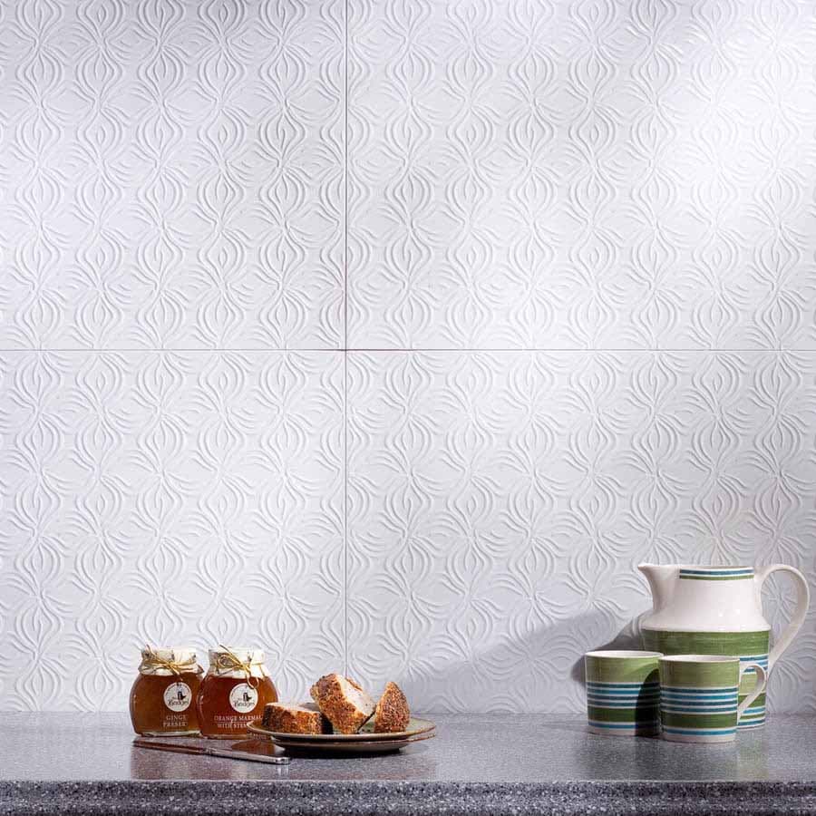 Fasade Backsplash - Lotus in Gloss White