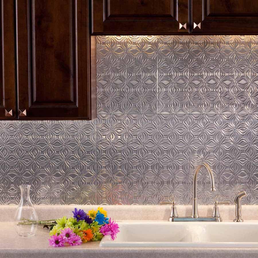 Fasade Backsplash - Lotus in Brushed Aluminum