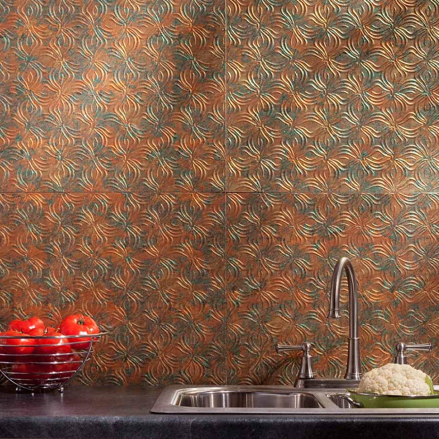 Fasade Backsplash - Lotus in Copper Fantasy