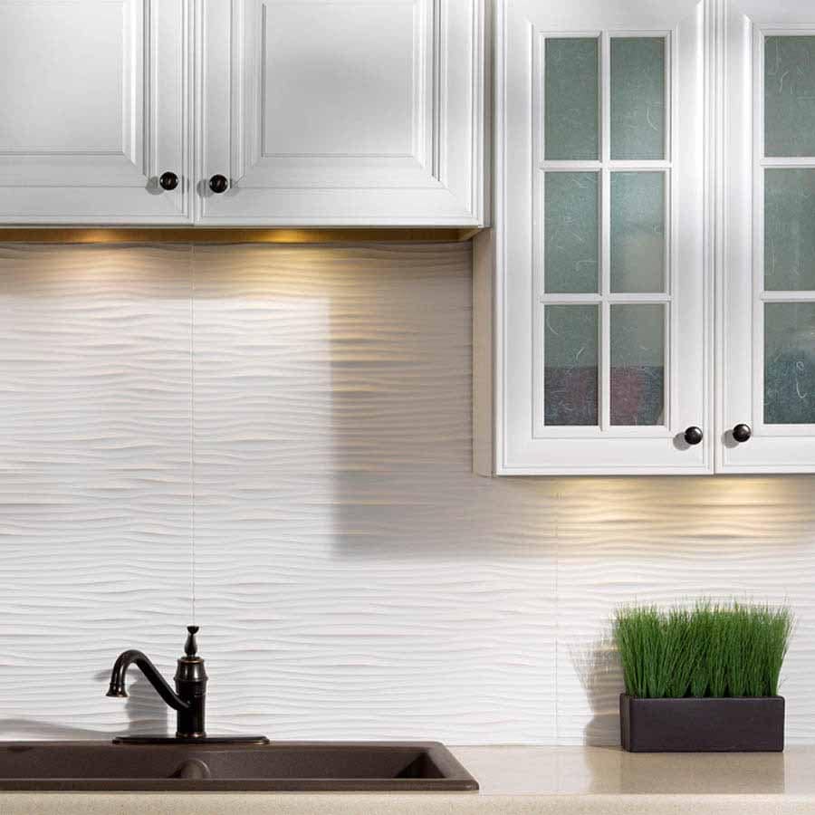 Fasade Backsplash - Waves in Matte White