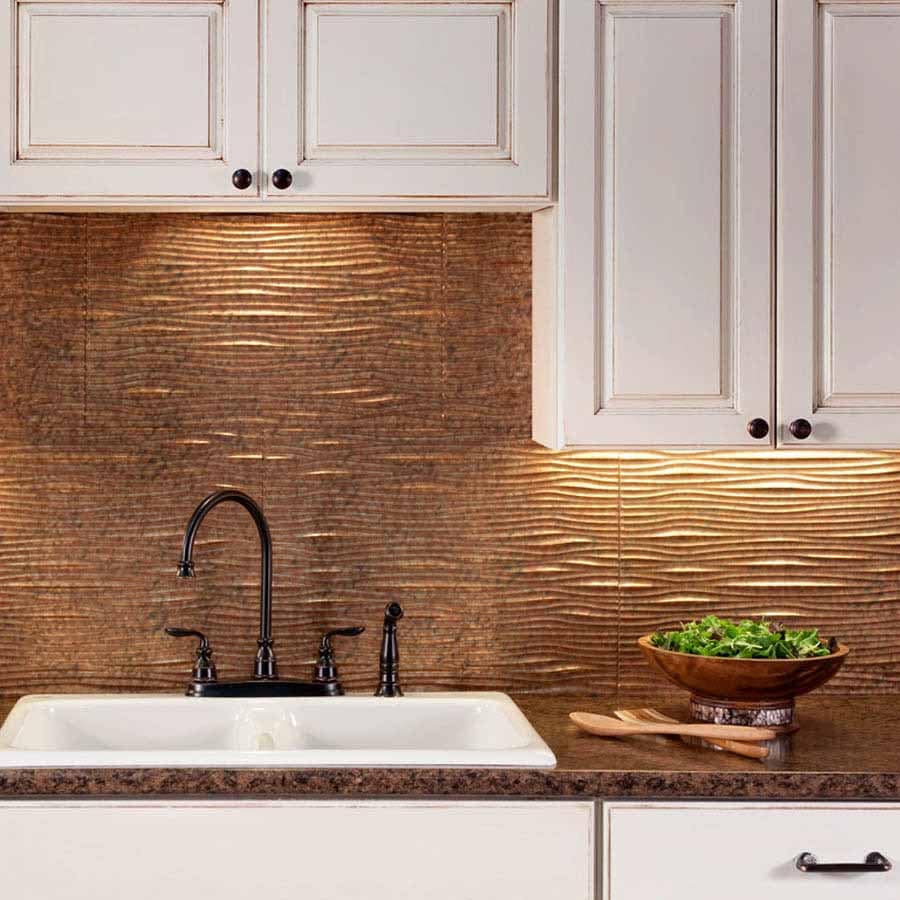 Fasade Backsplash - Waves in Cracked Copper