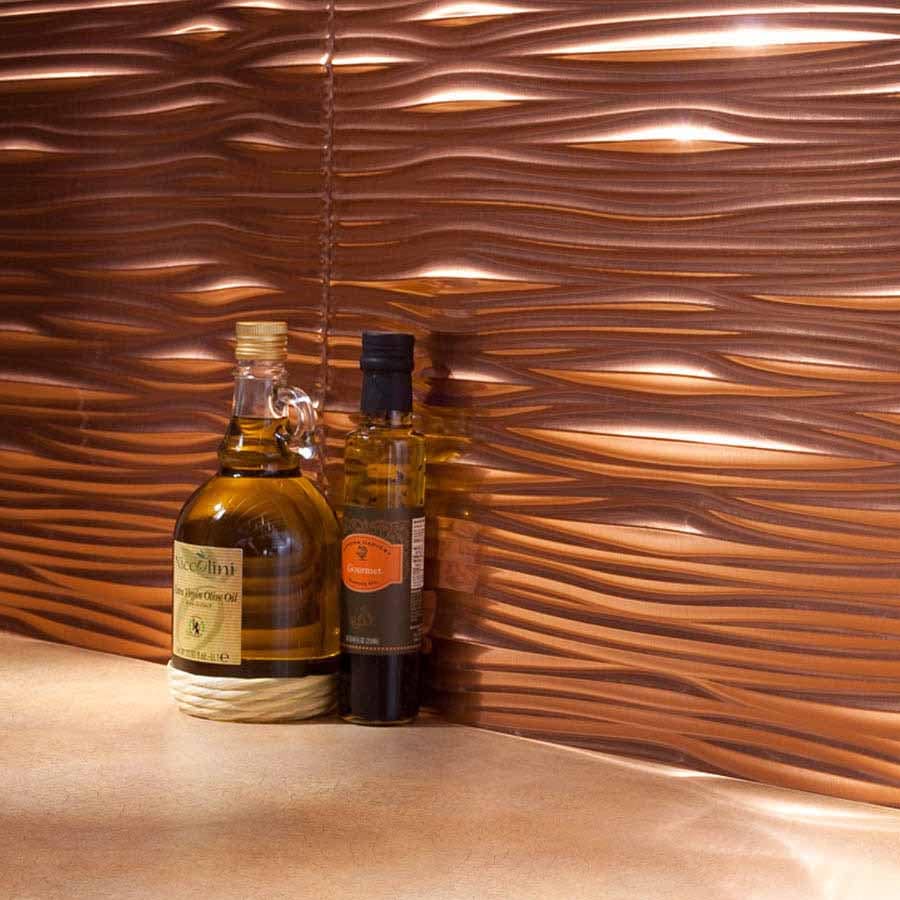 Fasade Backsplash - Waves in Polished Copper