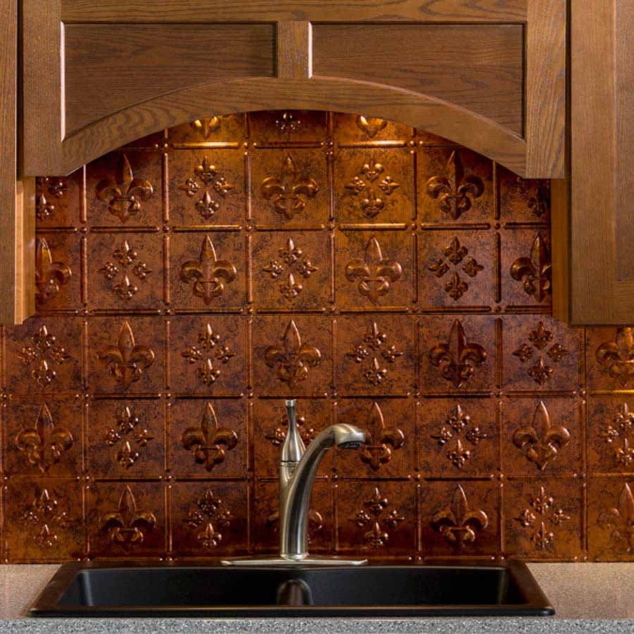 Fasade Backsplash - Fleur de lis in Moonstone Copper