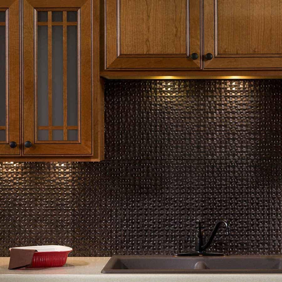 Fasade Backsplash - Terrain in Smoked Pewter