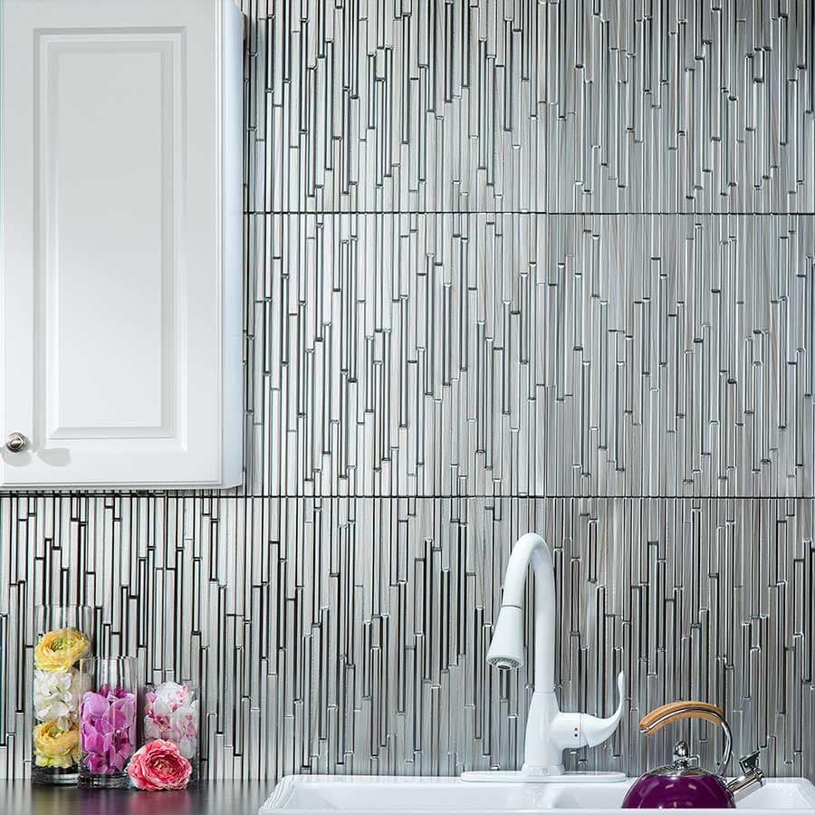 Fasade Backsplash - Skyline in Brushed Steel