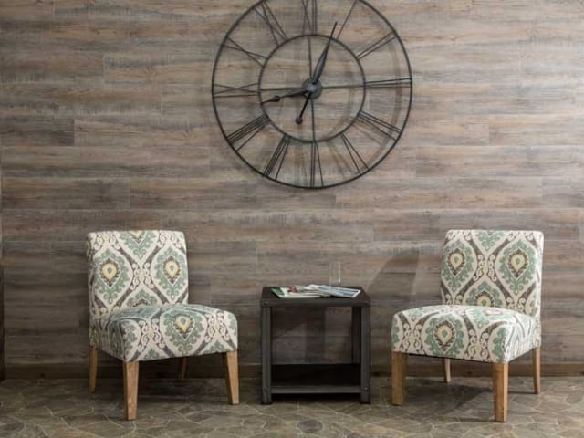 Palisade Wall Planks in Natural Oak in Lounge Area Palisade Wall Planks in Natural Oak in Lounge Area