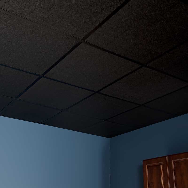 Stucco Pro tiles in black - installed