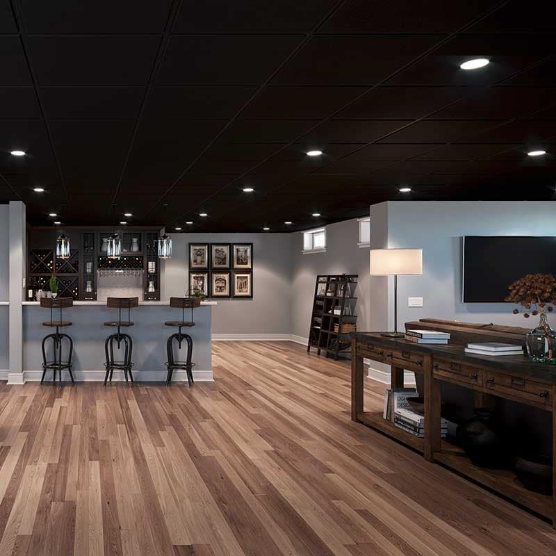 77007_StuccoProRevealedEdgeBlack02_large Stucco Pro Revealed Edge series tile in black - installed in basement rec room