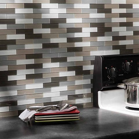 Aspect Backsplash-Mini Subway in Rustic Clay Glass Matted