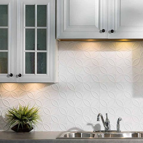 Fasade Backsplash - Rings in Matte White