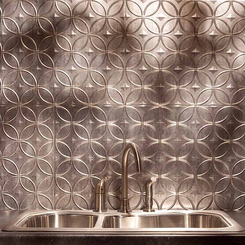 Fasade Backsplash - Rings in Crosshatch Silver