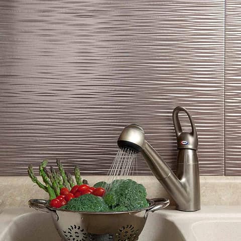 Fasade Backsplash - Ripple in Brushed Nickel