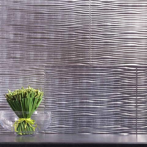 Fasade Backsplash - Waves in Crosshatch Silver