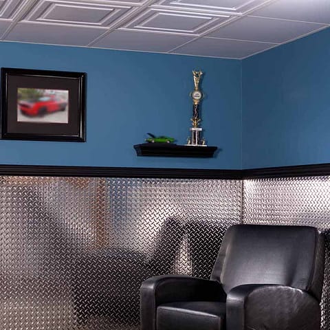 Fasade Wall Panel-Diamond Plate in Chrome