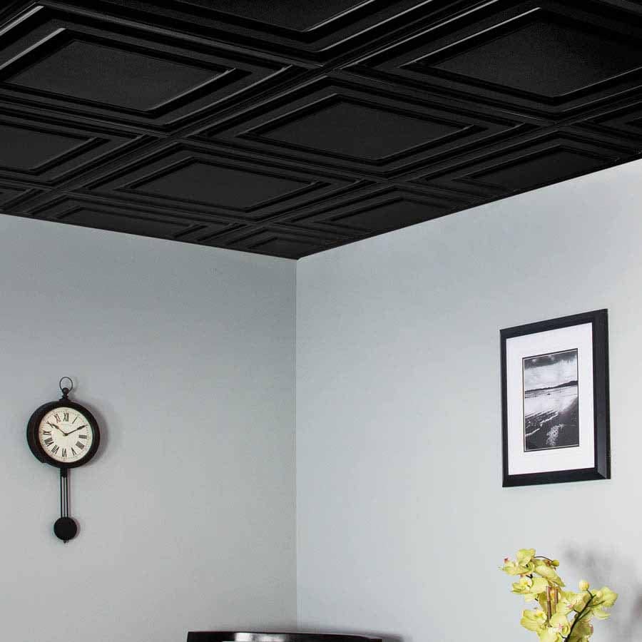 Genesis Ceiling Tile 2x2 Icon Relief in Black
