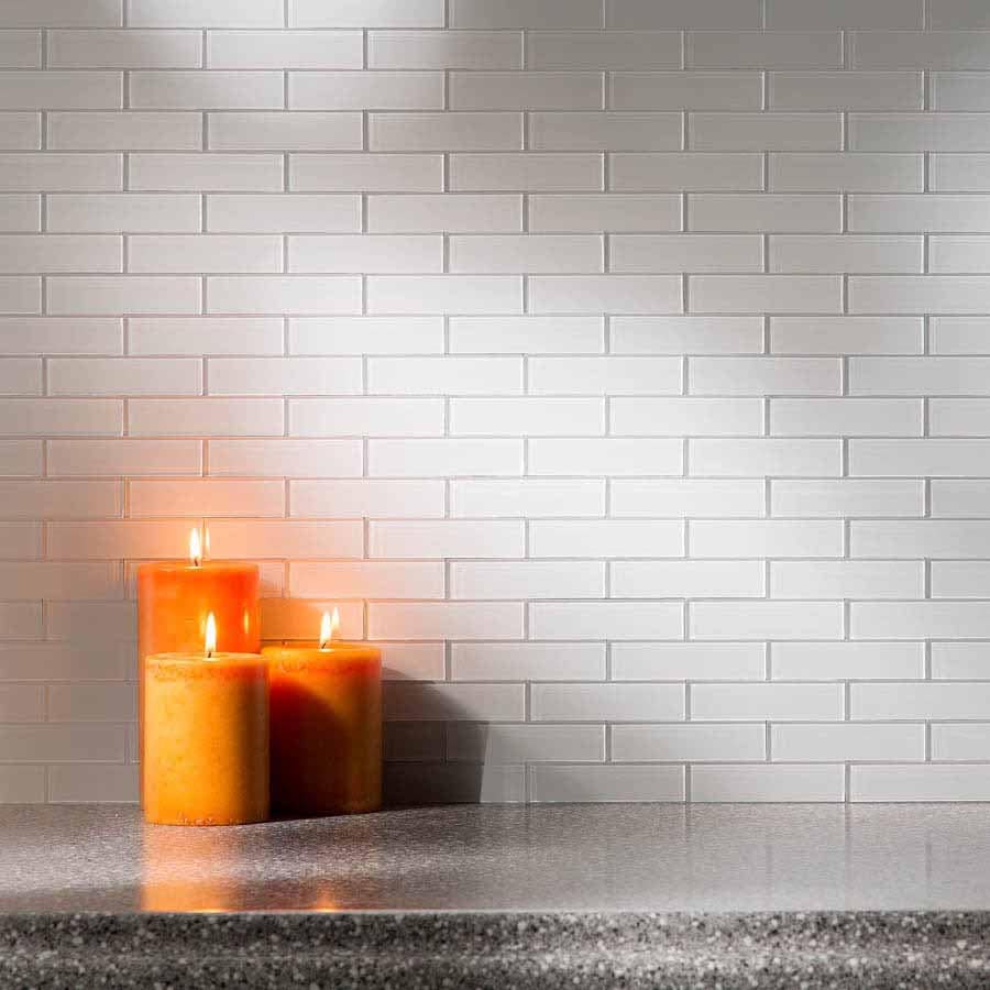 Aspect Backsplash-Mini Subway in Frost Glass Matted