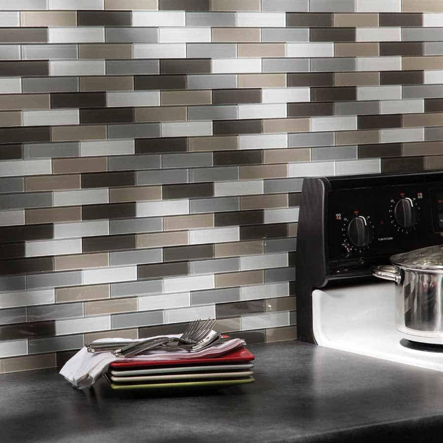 Aspect Backsplash-Mini Subway in Rustic Clay Glass Matted