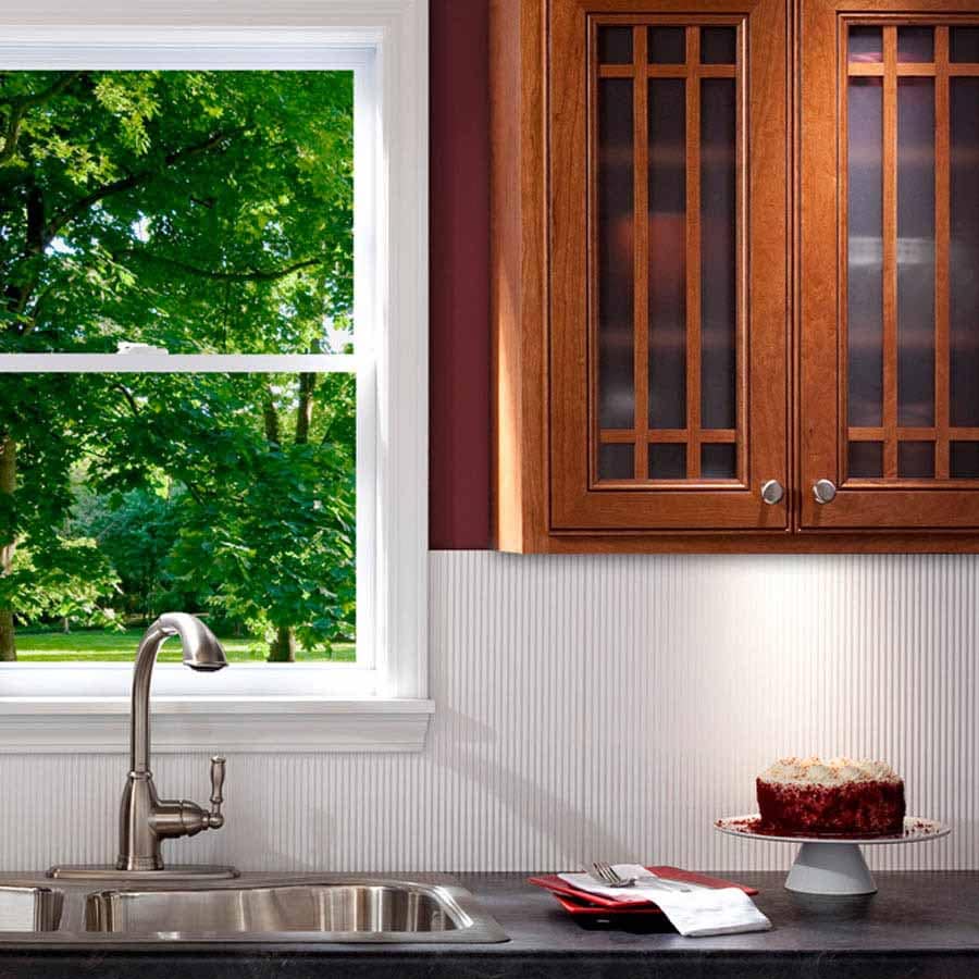 Fasade Backsplash - Rib in Gloss White