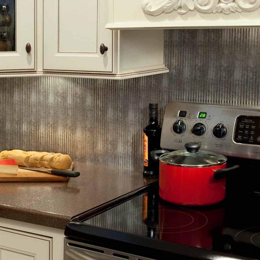 Fasade Backsplash - Rib in Crosshatch Silver