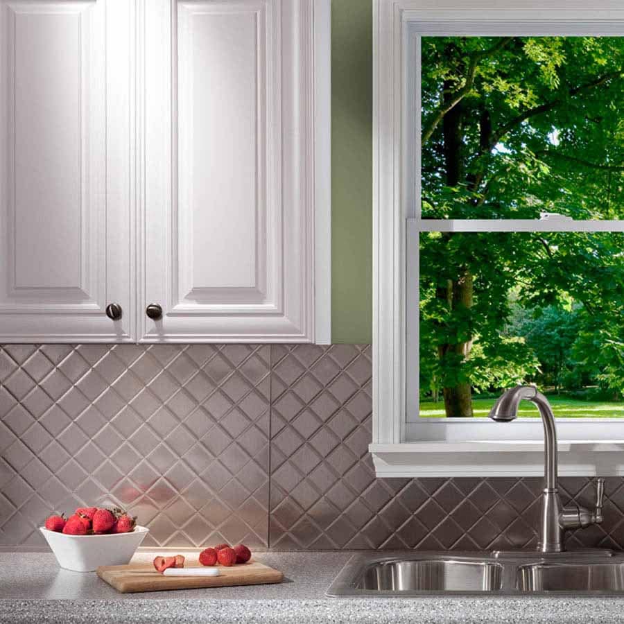 Fasade Backsplash - Quilted in Brushed Nickel