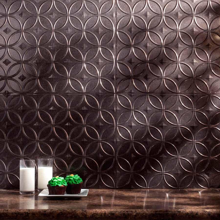 Fasade Backsplash - Rings in Smoked Pewter
