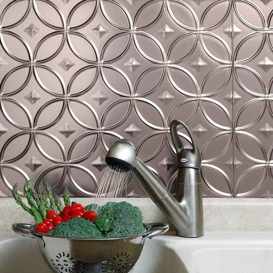 Fasade Backsplash - Rings in Brushed Nickel