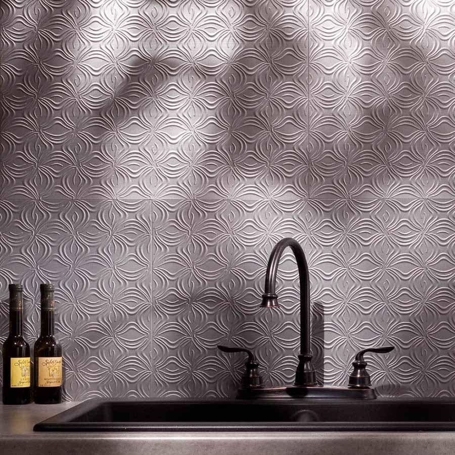 Fasade Backsplash - Lotus in Argent Silver