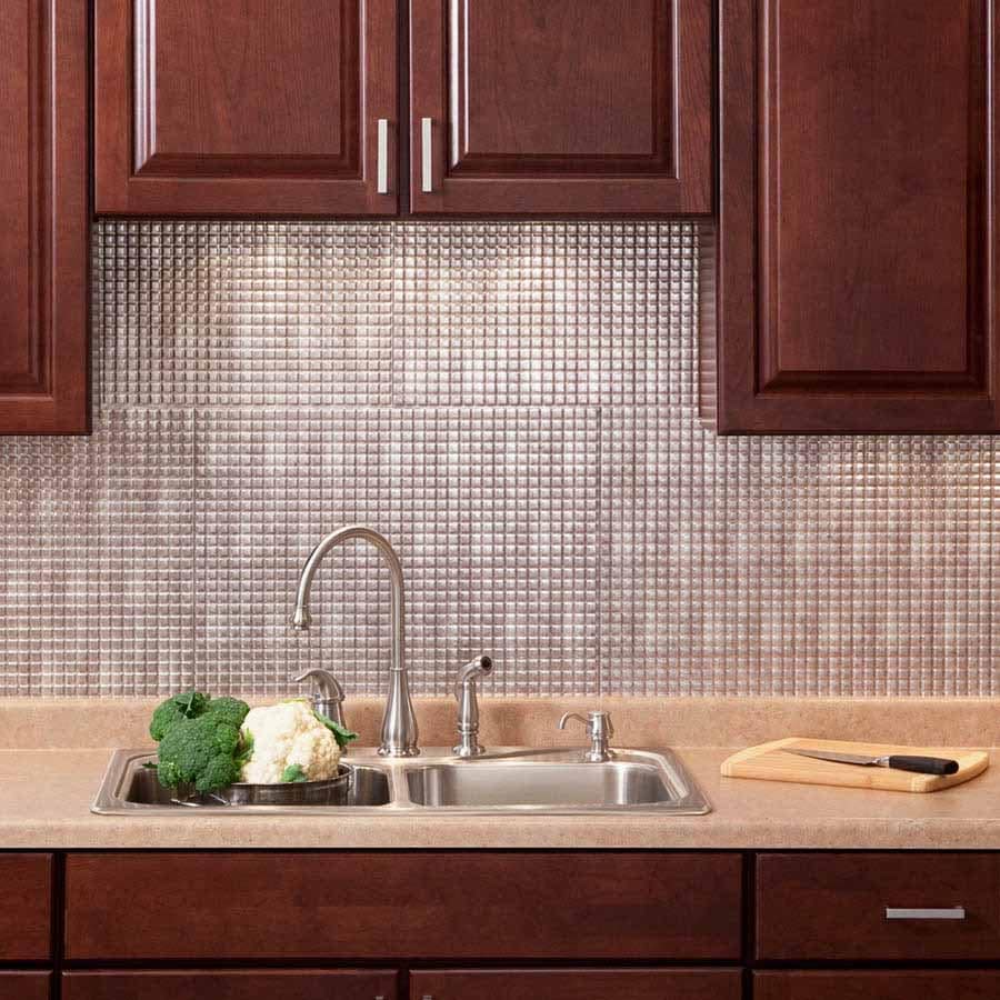 Fasade Backsplash - Square in Crosshatch Silver