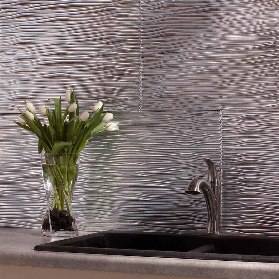Fasade Backsplash - Waves in Brushed Aluminum