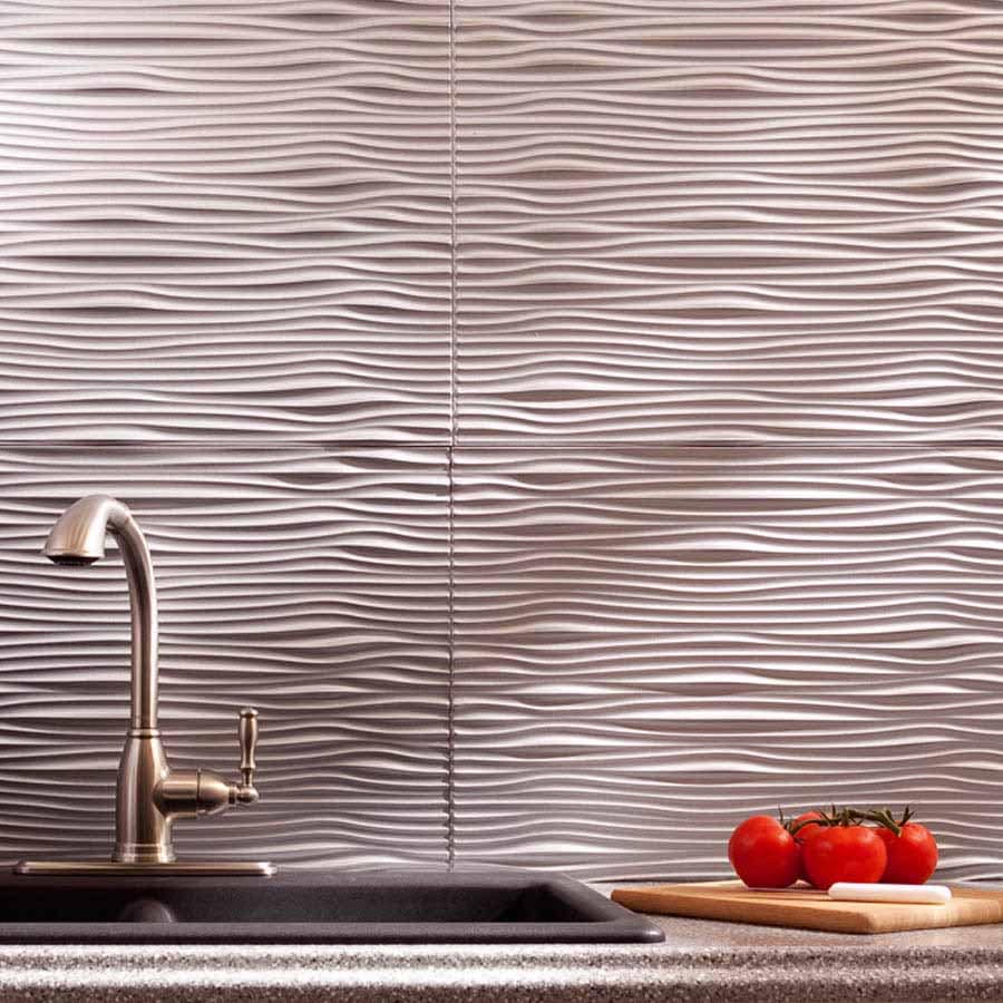 Fasade Backsplash - Waves in Argent Silver