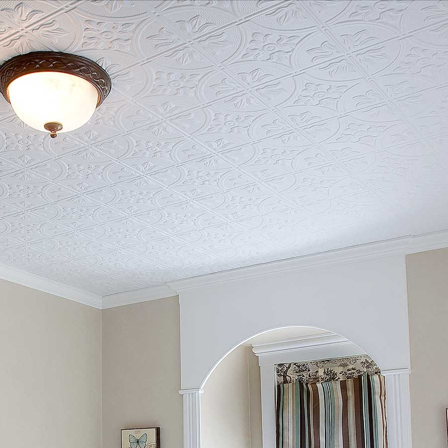 Fasade Ceiling Tile-2x4 Direct Apply-Traditional 2 in Matte White