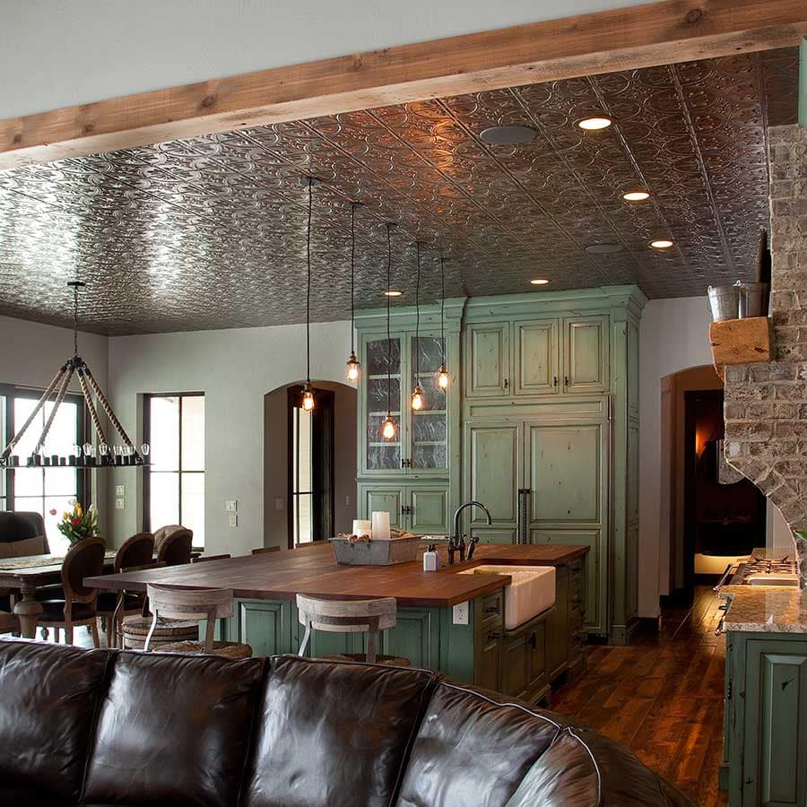 Fasade Ceiling Tile-2x4 Direct Apply-Traditional 2 in Brushed Nickel