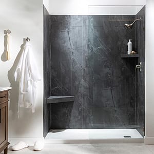 Shower bench and shelf in Cracked Slate