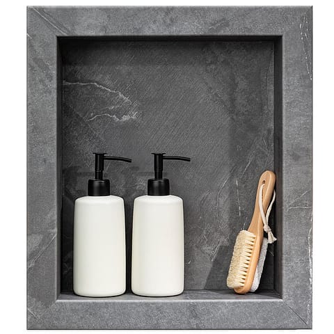 Shower niche in Cracked Slate