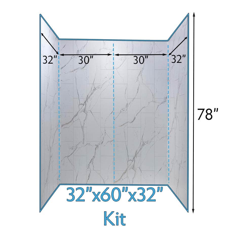 32" x 60" x 32" Shower wall system