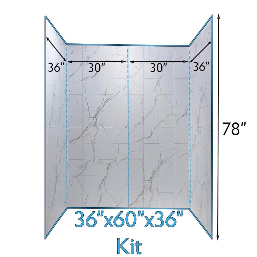 36" x 60" x 36" shower wall system