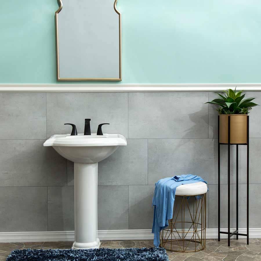 Palisade's Frost Nickel wall tiles in bathroom