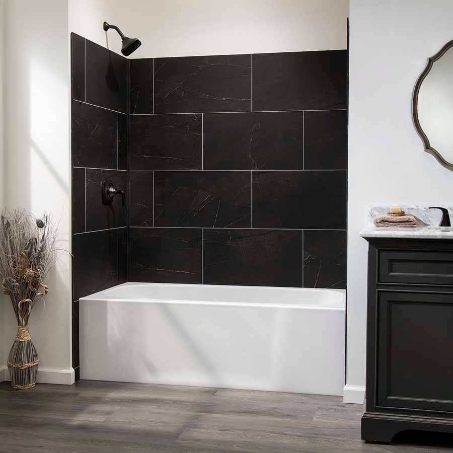 Palisade tub and shower tiles in Black Ice