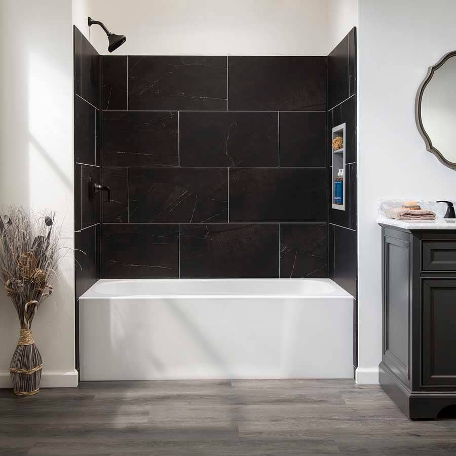 Palisade tub and shower tiles in Black Ice