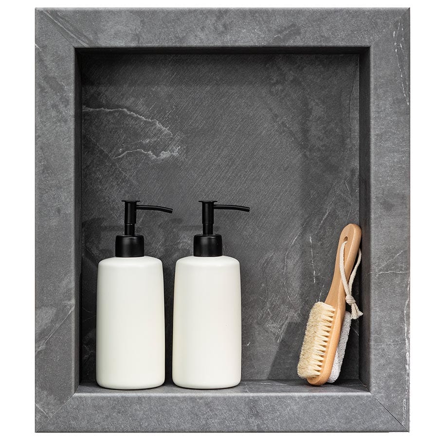 Shower niche in Cracked Slate