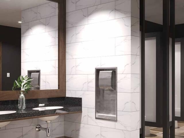 Palisade Carrara Marble in Restaurant Bathroom Palisade Carrara Marble in Restaurant Bathroom