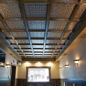 Joe&#039;s Fox Hut - Fasade Traditional 1 Ceiling Tiles in Cracked Copper